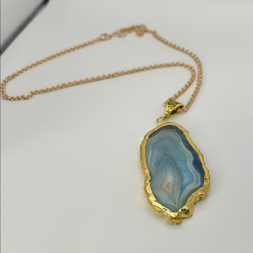 Blue Agate Pendant Necklace